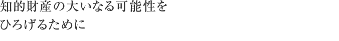 知的財産の大いなる可能性をひろげるために